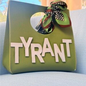 Green Tote Bag with Scarf Accent